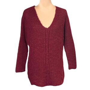 Moth Anthropologie Chunky Knit Sweater Sz.M Burgundy Alpaca Blend Cozy Boho